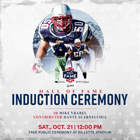 Patriots Hall Of Fame Mike Vrabel And Dante Scarnecchia Induction Ceremony Patriot Place