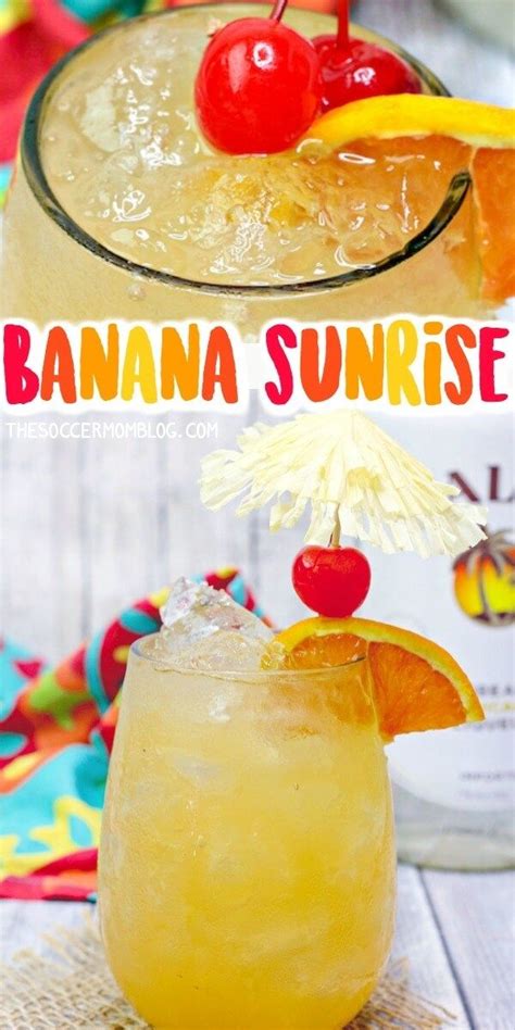 Banana Sunrise Banana Rum Punch Ombre Drink Recipe In 2020