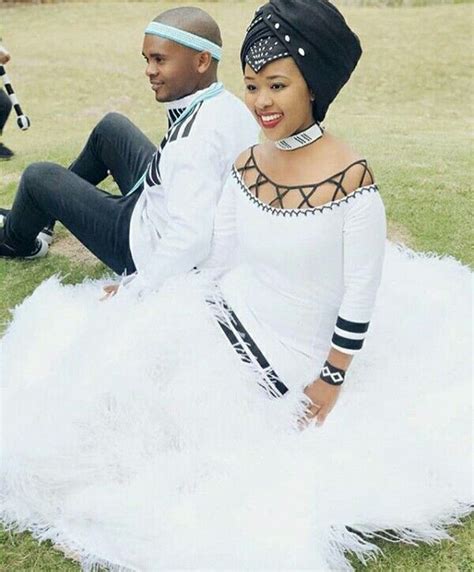 Clipkulture Beautiful Xhosa Bride In Feathered Umbhaco Wedding Dress With Black Doek And