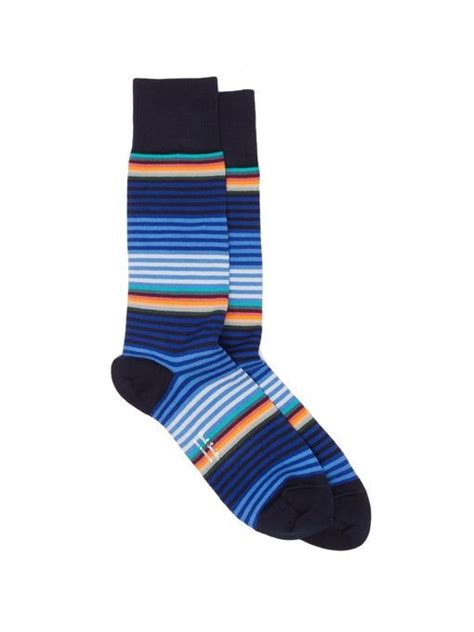 Paul Smith Graded Stripe Cotton Blend Socks In Blue Modesens Cotton Blend Paul Smith Blue