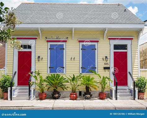 Colorful Shotgun House In The Bywater Neighborhood Of New Orleans La