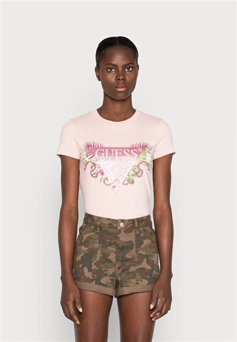 Guess Floria Tee T Shirt Imprimé Pink Rosesrose Zalandofr