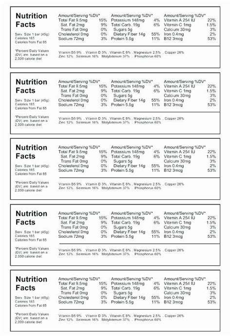 Printable Blank Nutrition Facts Template Nutrition Facts Svg Cutting