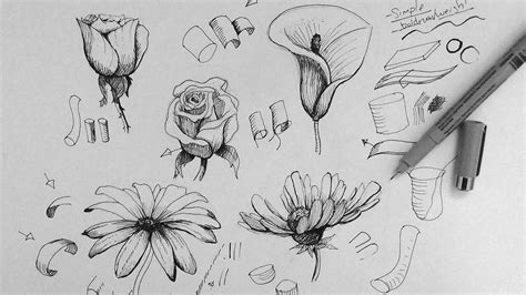 Pen And Ink Drawing Tutorial How To Draw Flowers Part 1 Youtube