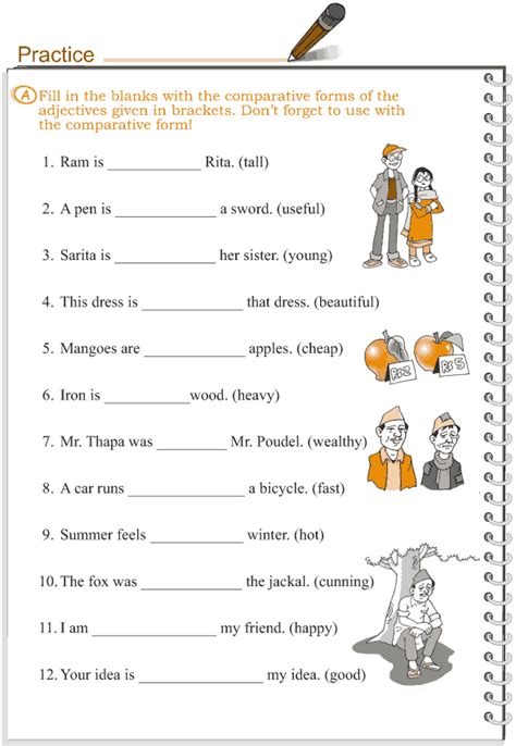 English paper no questions marks q# 1 choose the best answer 2.5 5 2 match the following 2.5 5 3 true or false 2.5 5 4 noun 2.5 5 5 pronoun 2.5 5 6 singular / plural 2.5 5 7 verb 2 4 8 question and spelling game i. Grade+3+Grammar+Lesson+5+Adjectives++comparison | Grammar ...