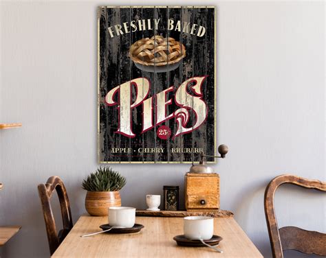 Rustic Kitchen Wall Decor Freshly Baked Pies Bakery Sign Etsy