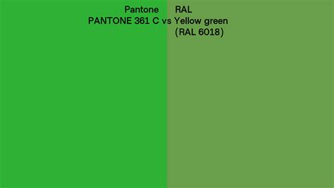 Pantone 361 C Vs Ral Yellow Green Ral 6018 Side By Side Comparison
