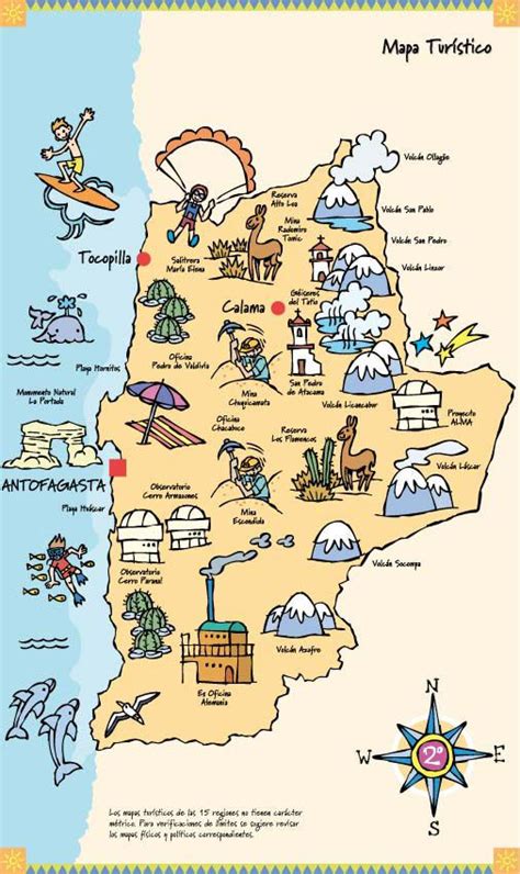 Chile Para Niños Mapa Turístico Ilustraciones