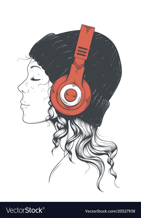 Girl In Headphones Royalty Free Vector Image Vectorstock
