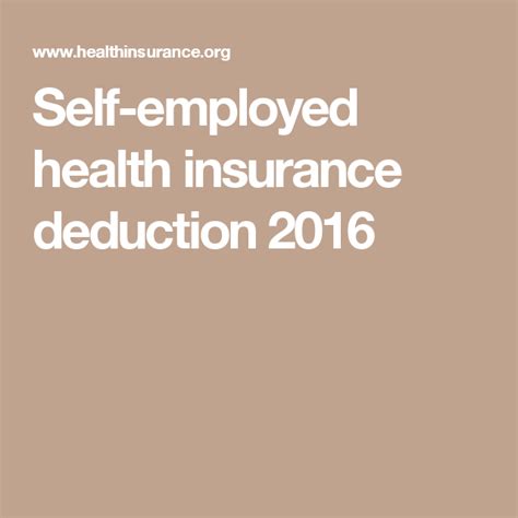 That is, if you are. Self-employed health insurance deduction | Health insurance, Health insurance cost, Best health ...