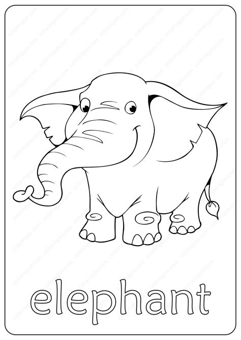 Printable Elephant Coloring Page - Book PDF