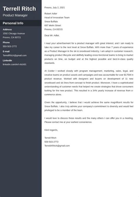How To Write A Product Manager Cover Letter Examples Tips