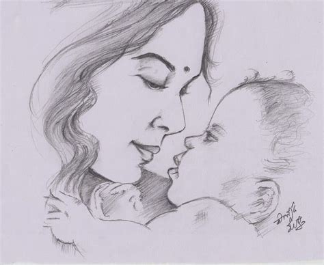 40 Simple Pencil Mother And Child Drawings Mom Drawing Drawing