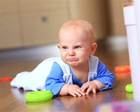 Angry Baby Boy Learning To Crawl Annoyed Stock Image Image Of Crawl