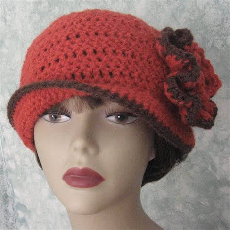 Crochet Pattern Womens Flapper Hat Epattern With Double Flower Etsy
