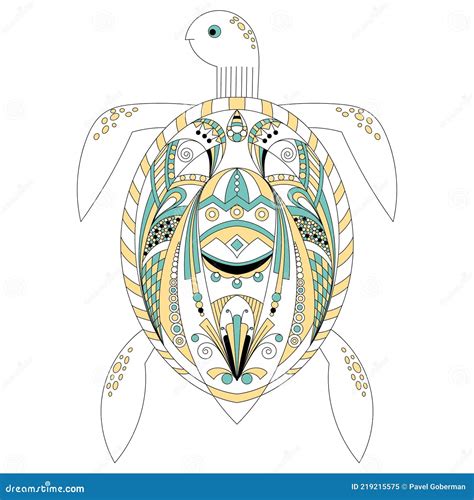 Vector Illustration Of A Turtle In The Zentangle Style In Color