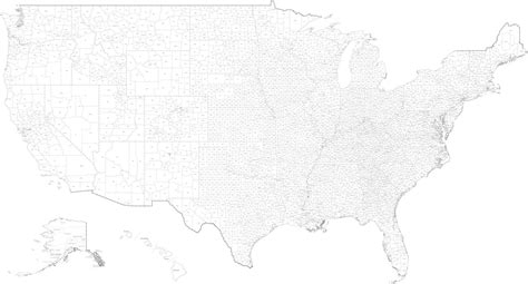 Poster Size Black And White Usa Map With All 3300 Us Counties