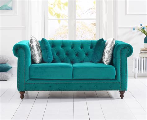 86.5 w sofa teal top grain leather block arms black iron. Stylish Madelyn Plush Fabric 2-Seater sturdy Sofa in Teal ...