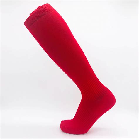 Custom Pure Red Knee High Socccer Socks Sock Ground