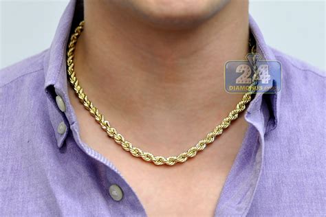 Check spelling or type a new query. 10K Yellow Gold Hollow Rope Mens Chain 6 mm 18 Inches