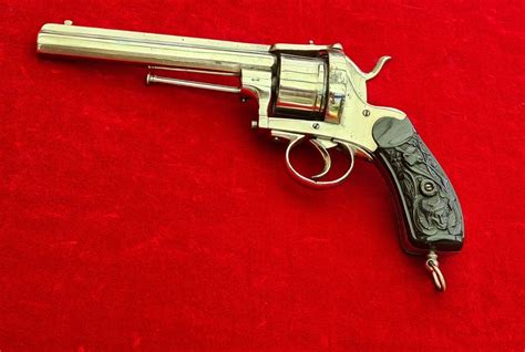 A Large Frame 11mm Pinfire Revolver With Nickle Finish In A