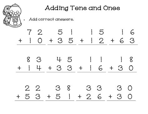 Adding Tens And Ones Worksheets