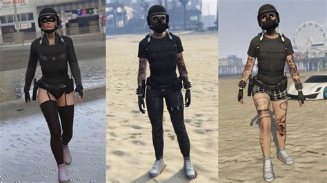 Gta 5 Online Female Outfits Catsuit Black Stockings Any Shoes Half