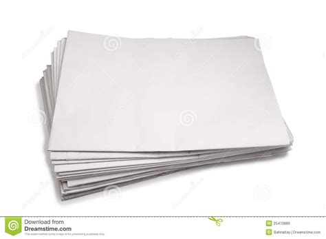 Stack Of Blank White Paper Stock Image Image Of Objects 25470889