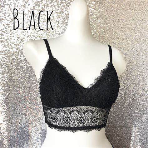 Black Lace Padded Bralette With Criss Cross Back Cheeky Panty Etsy