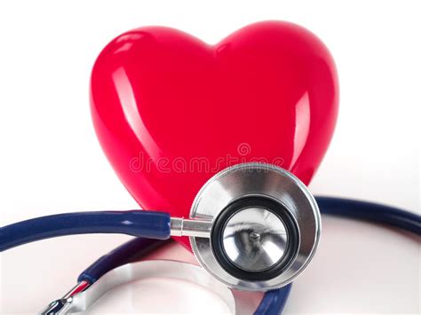Red Heart And Stethoscope On Doctor Table Stock Image Image Of