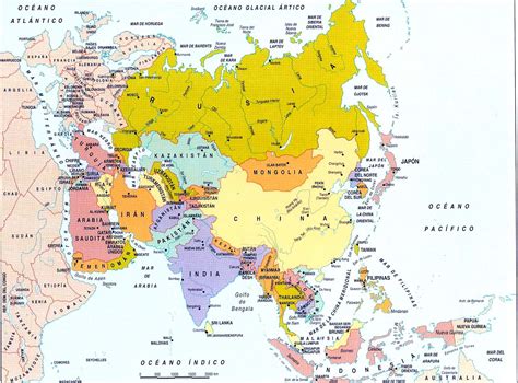 Mapa Politico de Asia Grandes con Division Política Estadisticas y Paises
