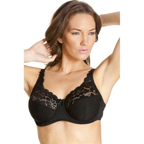 New Ladies Camille Black Floral Lace Womens Underwired Jacquard Bra