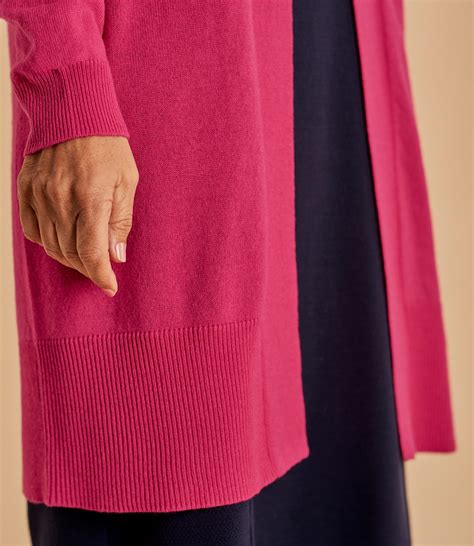 Fuchsia Pink Womens Cashmere And Merino Open Long Cardigan Woolovers Us