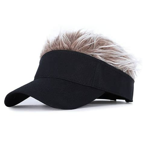 Novelty Flair Hair Visor Sun Cap Wig Peaked Baseball Hat Novelty