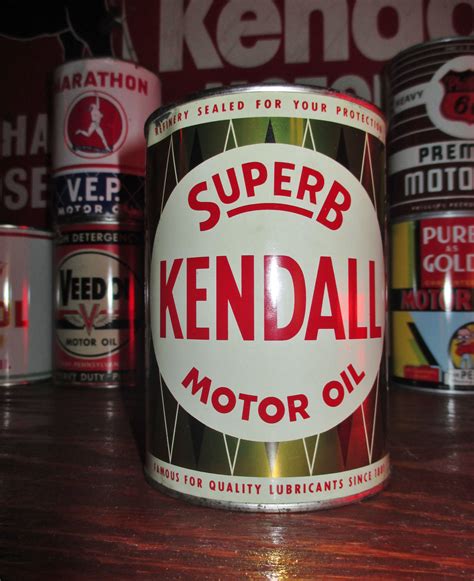Kendall Superb 1 Qt Metal Can Oil Can Circa 1950s Vintage Oil Cans