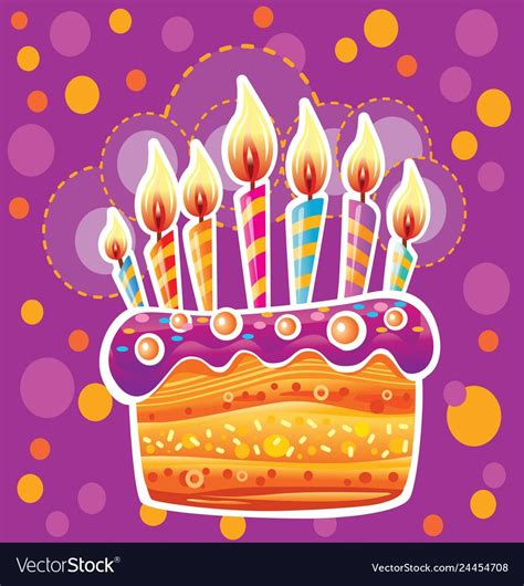 Colorful Birthday Cake With Candles Vector Image On Vectorstock Birthday Cake With Candles