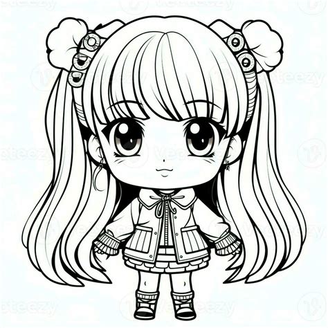 Anime Girl Coloring Pages 26672925 Stock Photo At Vecteezy