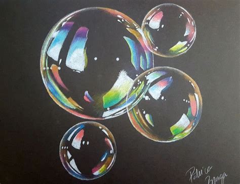 Bubbles Colored Pencil Bubble Drawing Black Paper Drawing Bubble