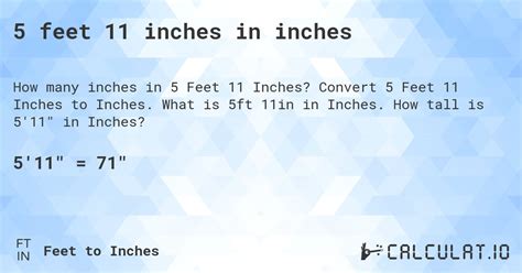 5 Feet 11 Inches In Inches Calculatio