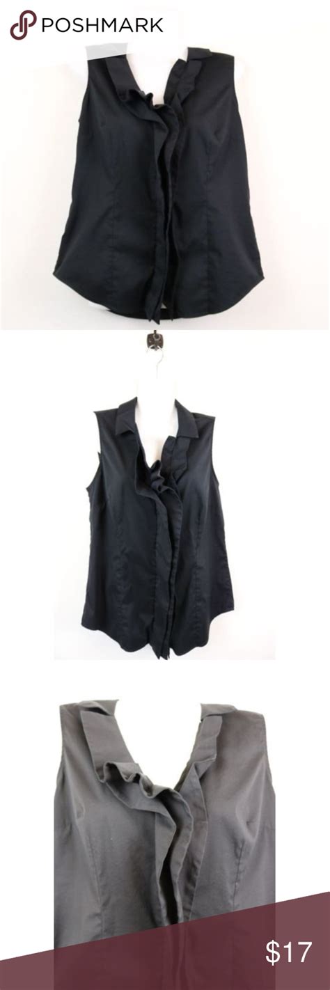 Ann Taylor Sleeveless Button Up Ruffle Shirt Clothes Design Ruffle