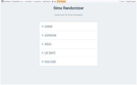 Sims Randomizer ― Perchance Generator