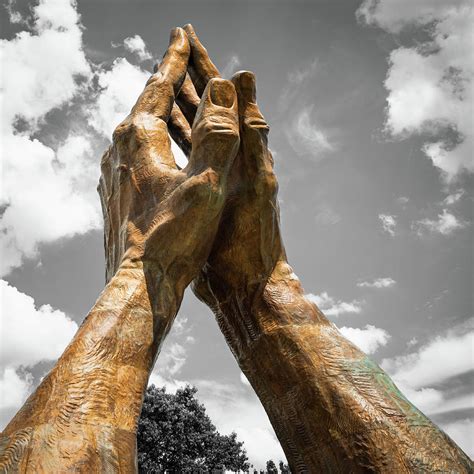 Tulsa Giant Praying Hands Selective Color 1x1 Photograph By Gregory