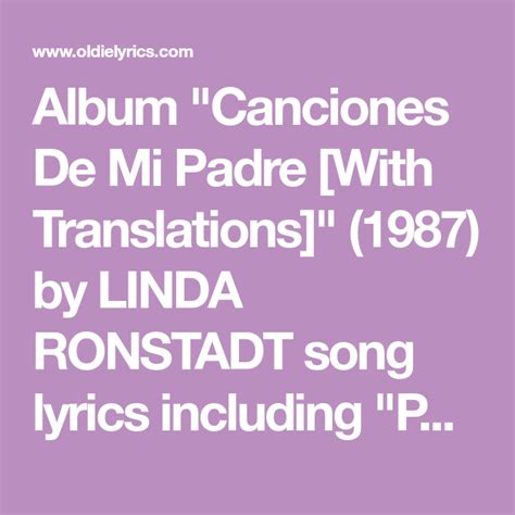 Album Canciones De Mi Padre With Translations 1987 By Linda