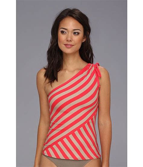 Dkny Chic Stripe Spliced One Shoulder Tankini Fashion Tankini Clothes