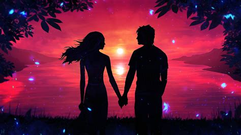 Romantic Couple Sunset Silhouette Wallpapers Wallpapers Hd