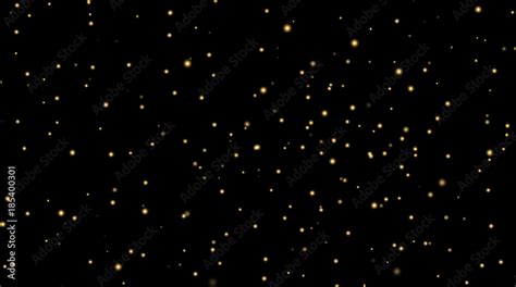 Night Sky With Gold Stars On Black Background Dark Astronomy Space