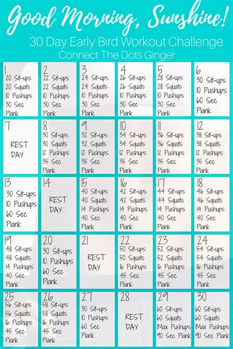 30 Day Workout Challenge Printable