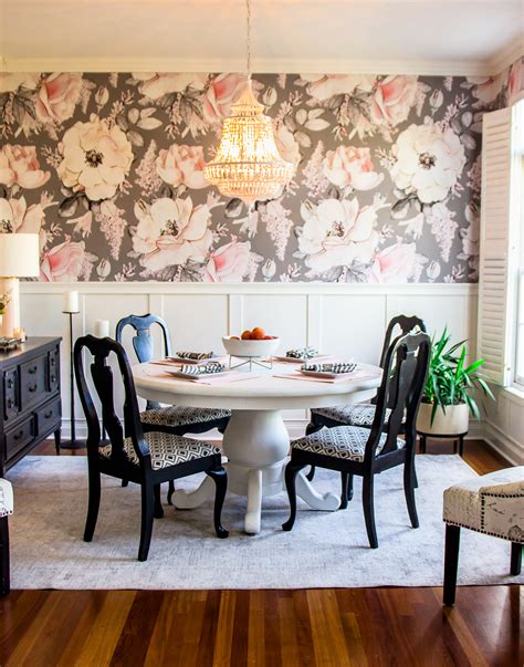 2 Diy Floral Wallpaper Dining Room 7 1 Of 1 Shining On Design