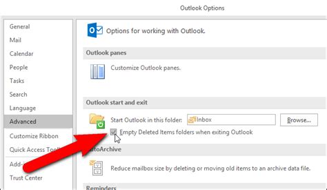 How To Automatically Empty The Deleted Items Folder When Exiting Outlook