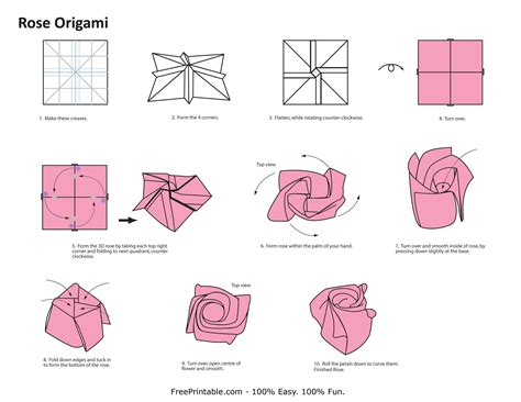 Origami Rose Diagrams Origami Rose Origami Flowers Instructions